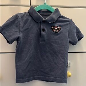 Burberry Kids Mini Hecter Bear Polo in Pebble Blue
